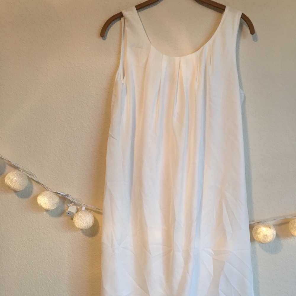 White Pleated shift dress
